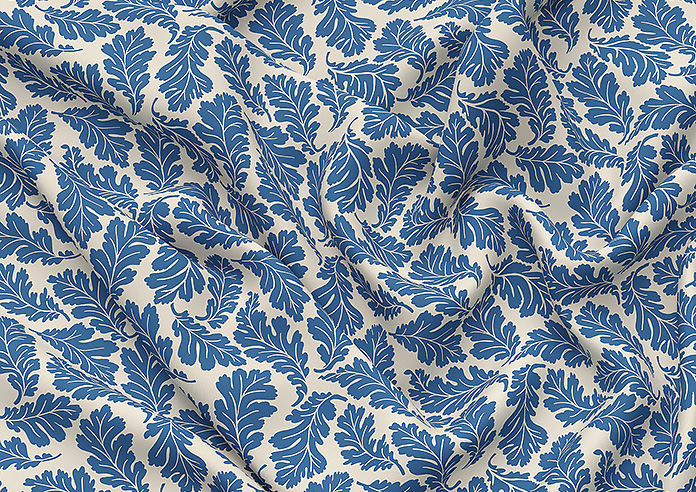 Land & Shore Oak Leaf, Blue - Made to Measure Curtains - Image 4